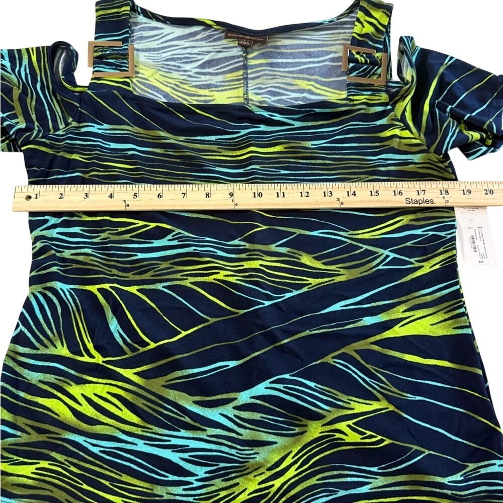 Bold Elements Blue Wave Multi Cold Shoulder Buckle Top Large NWT - Picture 5 of 8